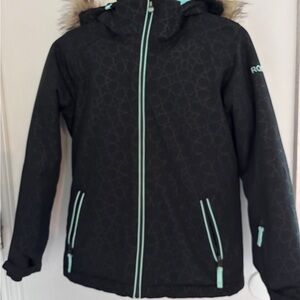 Roxy Girls' 12 Large Black Dr Flight 10K Jacket with Mint Trim